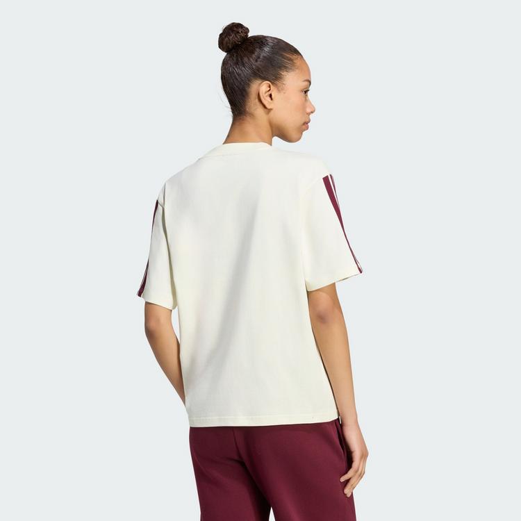 adidas adidas Essentials 3-Streifen Boyfriend T-Shirt T-Shirt Damen - Ivory / Maroon - 1 | SportScheck