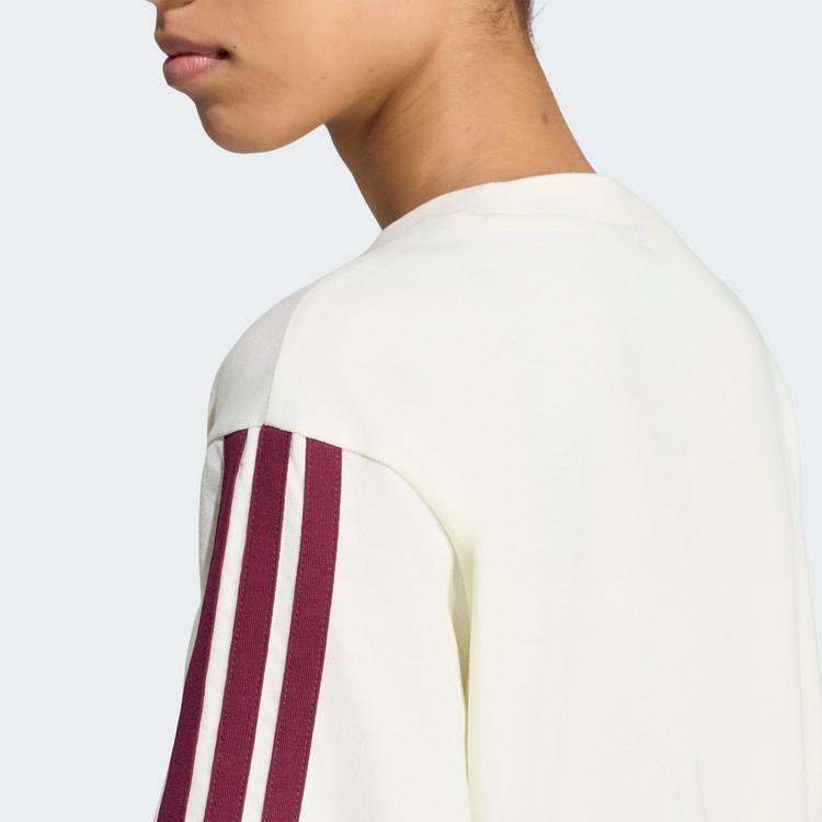 adidas adidas Essentials 3-Streifen Boyfriend T-Shirt T-Shirt Damen - Ivory / Maroon - 1 | SportScheck