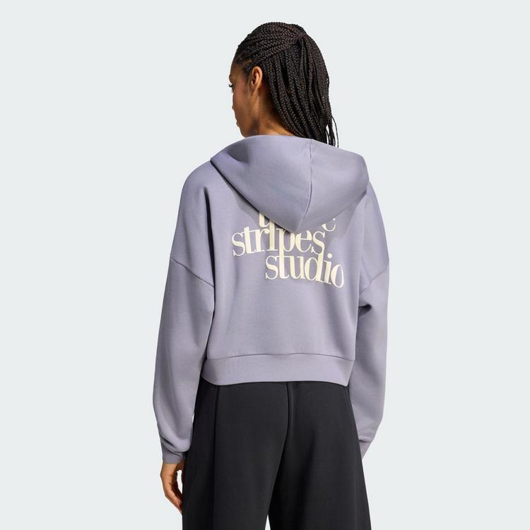 adidas adidas 3-STREIFEN STUDIO TRACK TOP, KAPUZE Trainingsjacke Damen - Slate - 1 | SportScheck