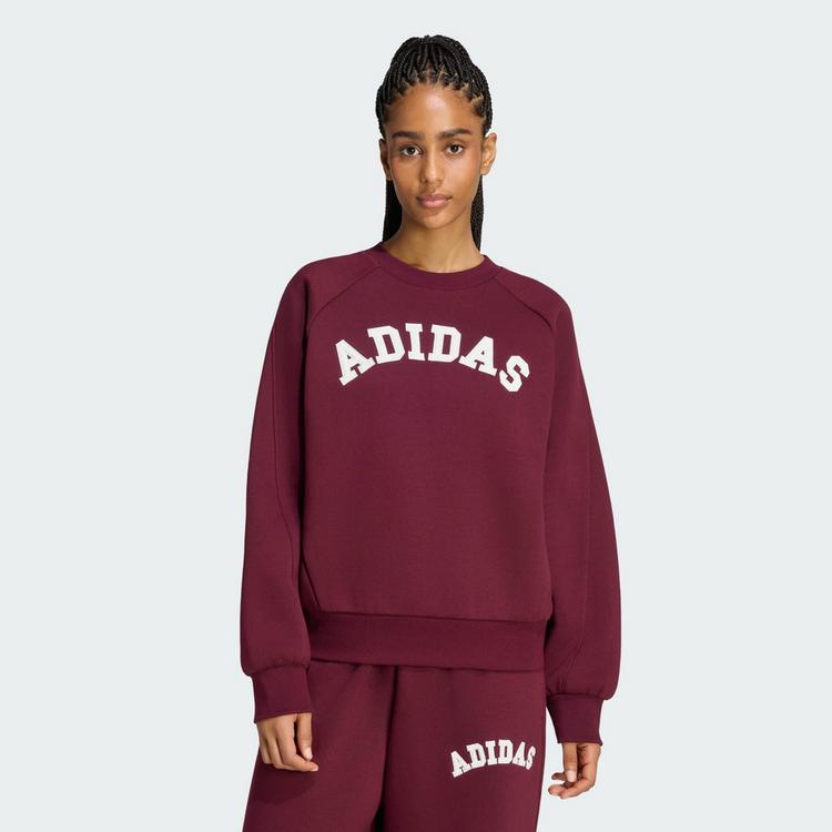 adidas adidas adidas 3-Streifen Sweatshirt, Sweatshirt Damen - Light Solid Grey / Maroon - 0 | SportScheck