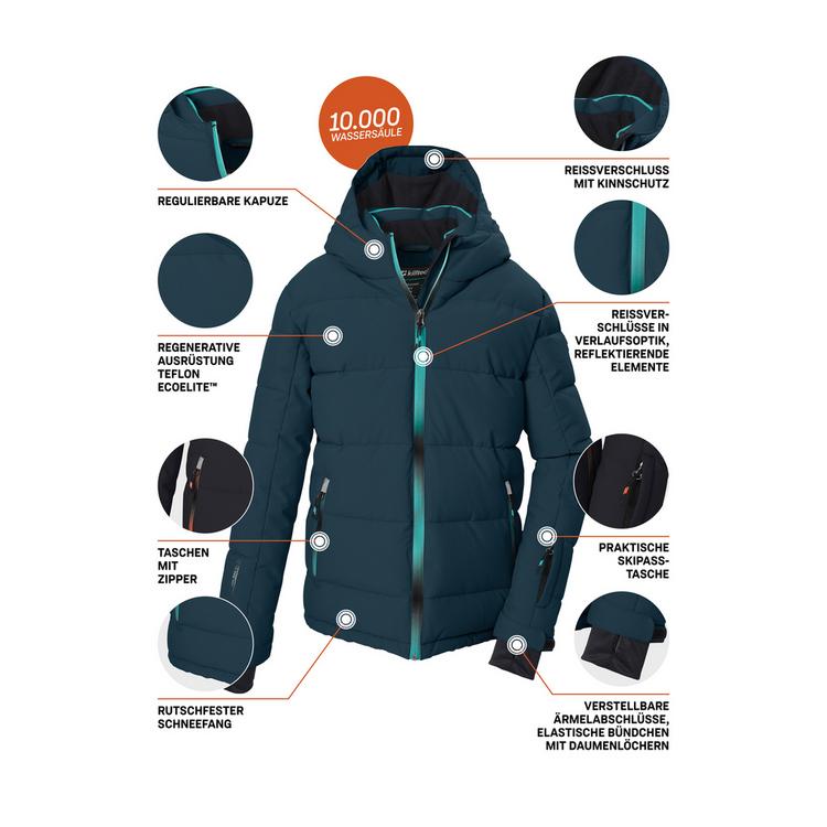 KILLTEC KILLTEC Ski-Steppjacke mit Kapuze Skijacke Kinder - Petrol2510 - 3 | SportScheck