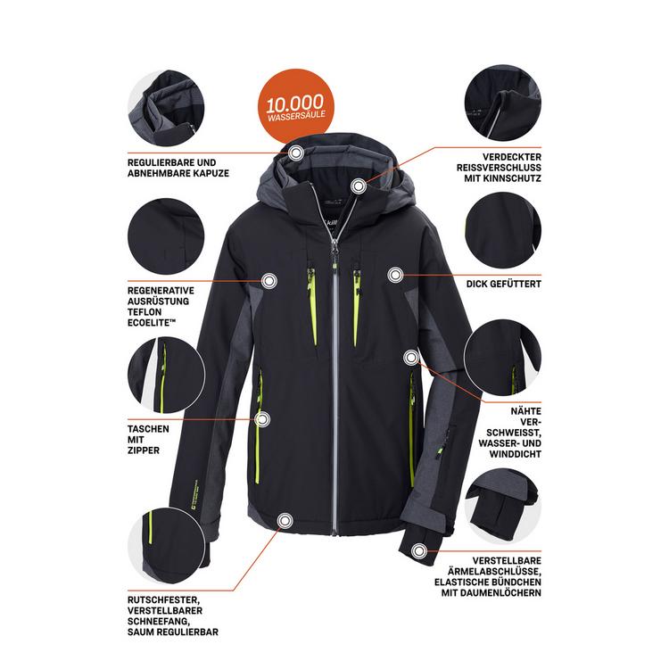 KILLTEC KILLTEC Skijacke mit abzippbarer Kapuze Skijacke Kinder - Schwarz0110 - 3 | SportScheck
