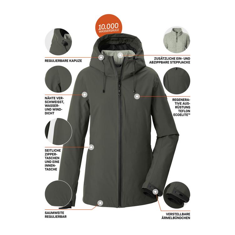 KILLTEC KILLTEC 3 in 1 Funktionsjacke mit Kapuze Softshelljacke Damen - Gr&uuml;n2085 - 5 | SportScheck