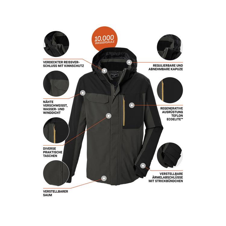 KILLTEC KILLTEC Funktionsjacke mit abzippbarer Kapuze Funktionsjacke Herren - Steingrau071 - 3 | SportScheck