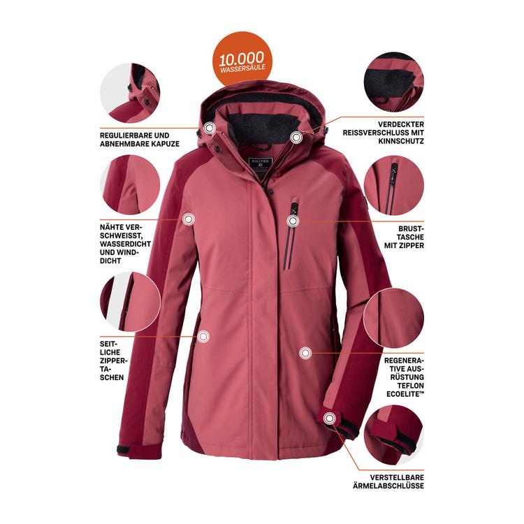 KILLTEC KILLTEC Funktionsjacke mit abzippbarer Kapuze Softshelljacke Damen - Bordeaux - 3 | SportScheck