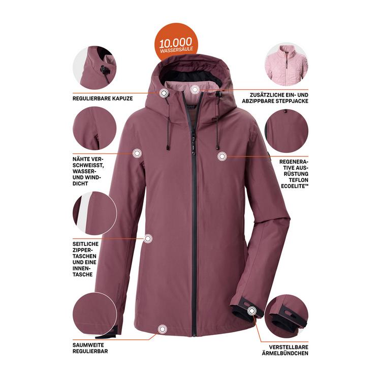 KILLTEC KILLTEC 3 in 1 Funktionsjacke mit Kapuze Softshelljacke Damen - Violett3996 - 5 | SportScheck