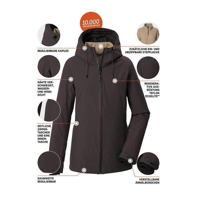 KILLTEC KILLTEC 3 in 1 Funktionsjacke mit Kapuze Softshelljacke Damen - Braun5941 - 5 | SportScheck