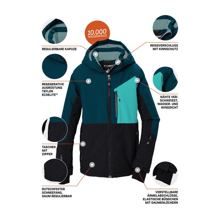 KILLTEC KILLTEC Skijacke mit Kapuze Skijacke Kinder - Petrol2510 - 3 | SportScheck