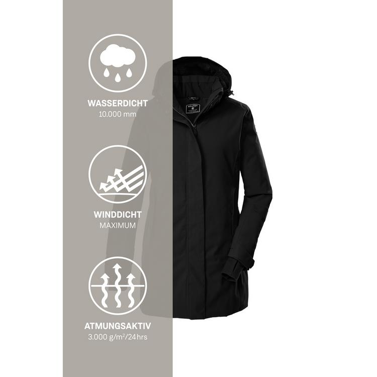 KILLTEC KILLTEC Funktionsparka mit abzippbarer Kapuze Funktionsmantel Damen - Schwarz0110 - 4 | SportScheck