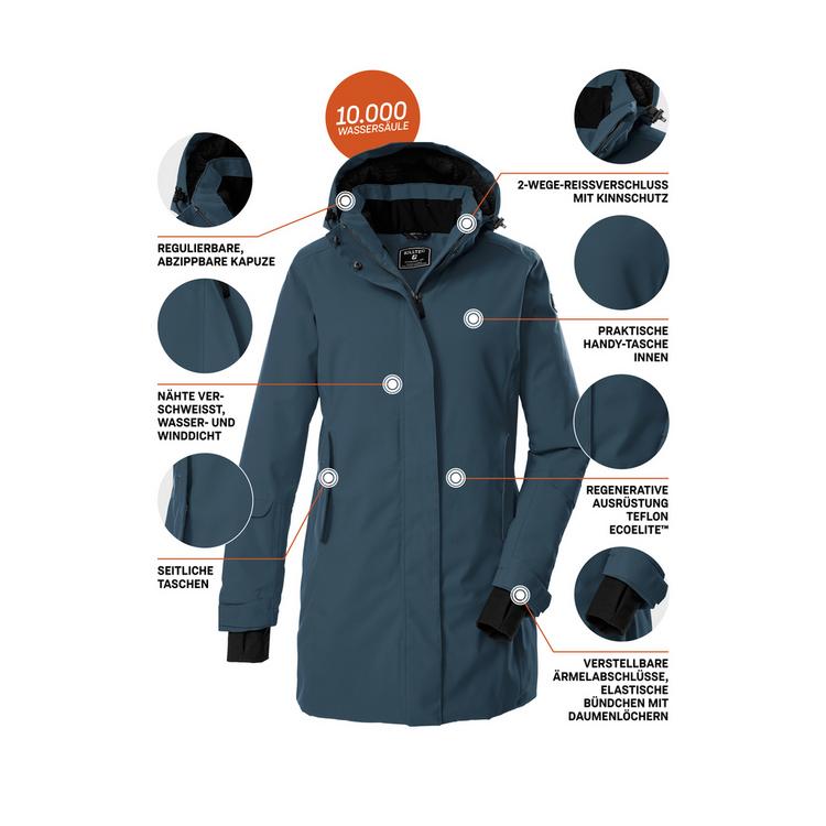 KILLTEC KILLTEC Funktionsparka mit abzippbarer Kapuze Funktionsmantel Damen - Petrol2513 - 3 | SportScheck