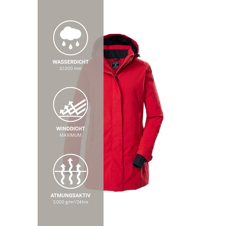 KILLTEC KILLTEC Funktionsparka mit abzippbarer Kapuze Funktionsmantel Damen - Dunkelrot - 5 | SportScheck