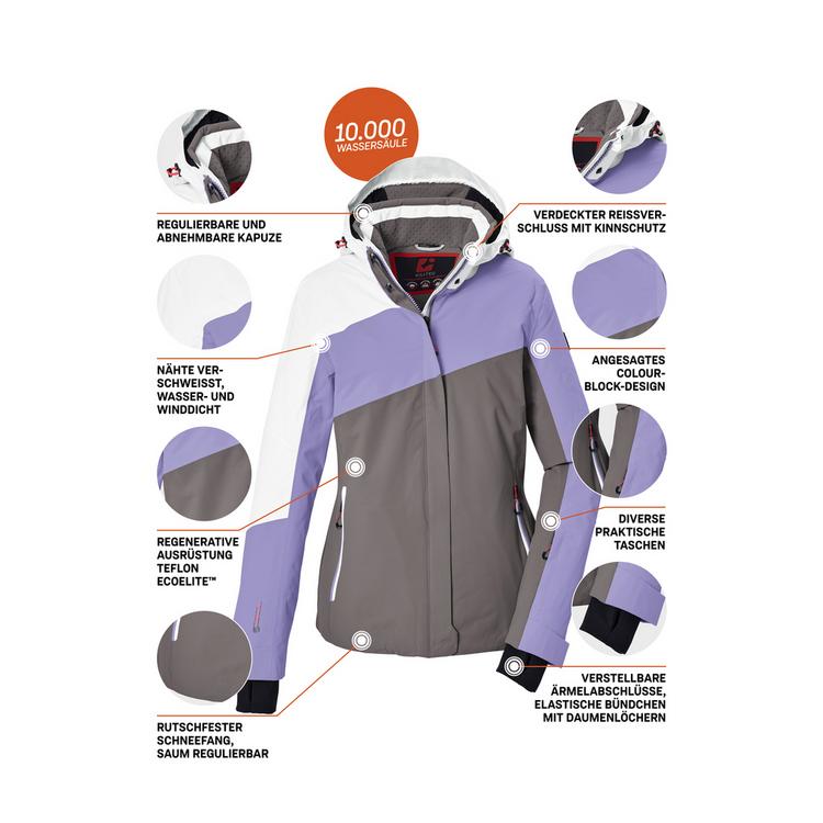 KILLTEC KILLTEC Funktionsjacke mit abzippbarer Kapuze Skijacke Damen - Flieder - 3 | SportScheck