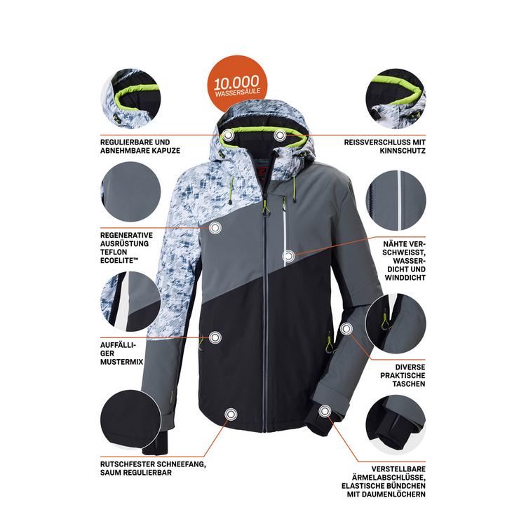 KILLTEC KILLTEC Funktionsjacke mit abzippbarer Kapuze Skijacke Herren - Hellgrau - 3 | SportScheck