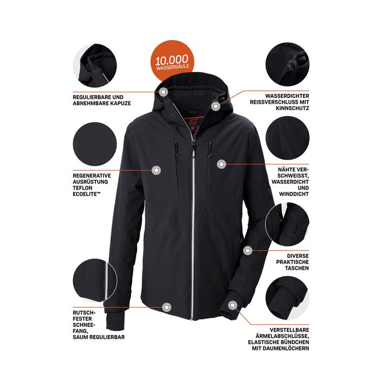 KILLTEC KILLTEC Funktionsjacke mit abzippbarer Kapuze Skijacke Herren - Schwarz0110 - 3 | SportScheck
