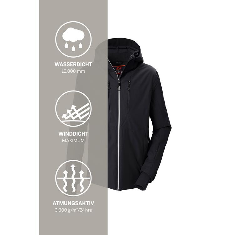 KILLTEC KILLTEC Funktionsjacke mit abzippbarer Kapuze Skijacke Herren - Schwarz0110 - 4 | SportScheck