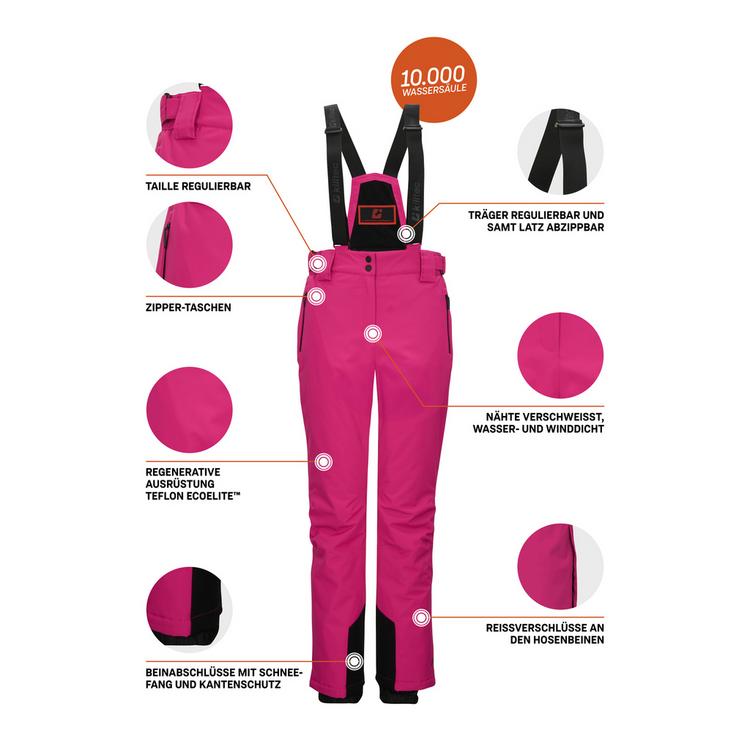 KILLTEC KILLTEC Funktionshose mit abnehmbaren Tr&auml;gern Skihose Damen - Pink4722 - 3 | SportScheck