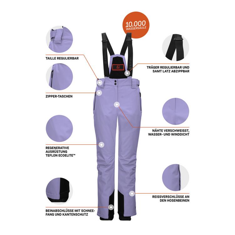 KILLTEC KILLTEC Funktionshose mit abnehmbaren Tr&auml;gern Skihose Damen - Flieder - 3 | SportScheck