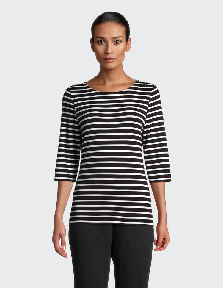 JOY sportswear JOY sportswear CARINA T-Shirt Damen - white/black stripes - 10 | SportScheck