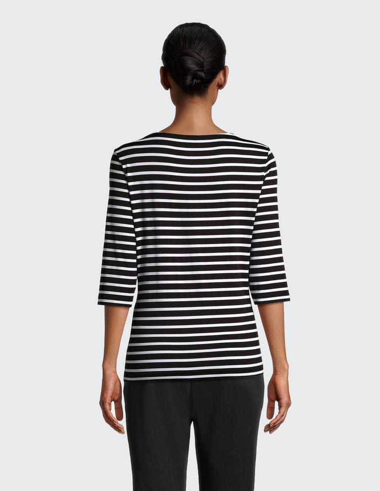 JOY sportswear JOY sportswear CARINA T-Shirt Damen - white/black stripes - 8 | SportScheck