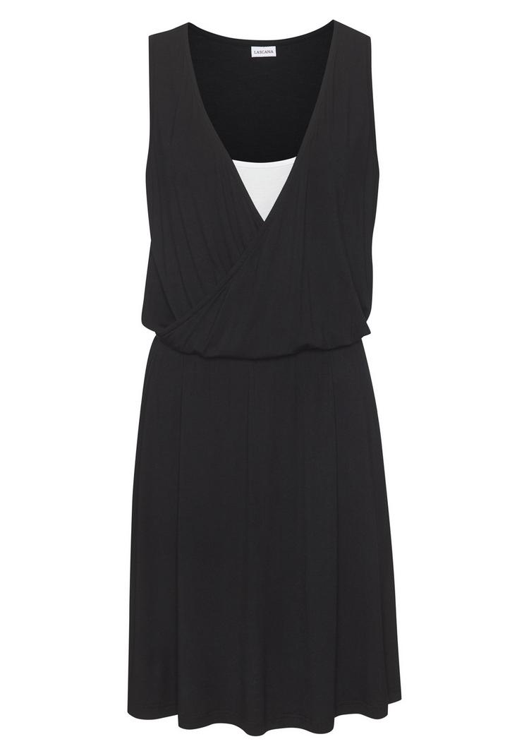 Lascana Lascana Jerseykleid Jerseykleid Damen - schwarz wei&szlig; - 0 | SportScheck