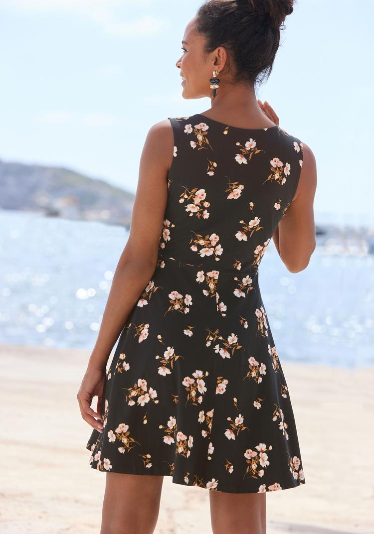 Vivance Vivance Strandkleid Tr&auml;gerkleid Damen - schwarz-koralle bedruckt - 0 | SportScheck