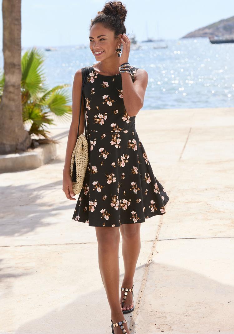 Vivance Vivance Strandkleid Tr&auml;gerkleid Damen - schwarz-koralle bedruckt - 1 | SportScheck