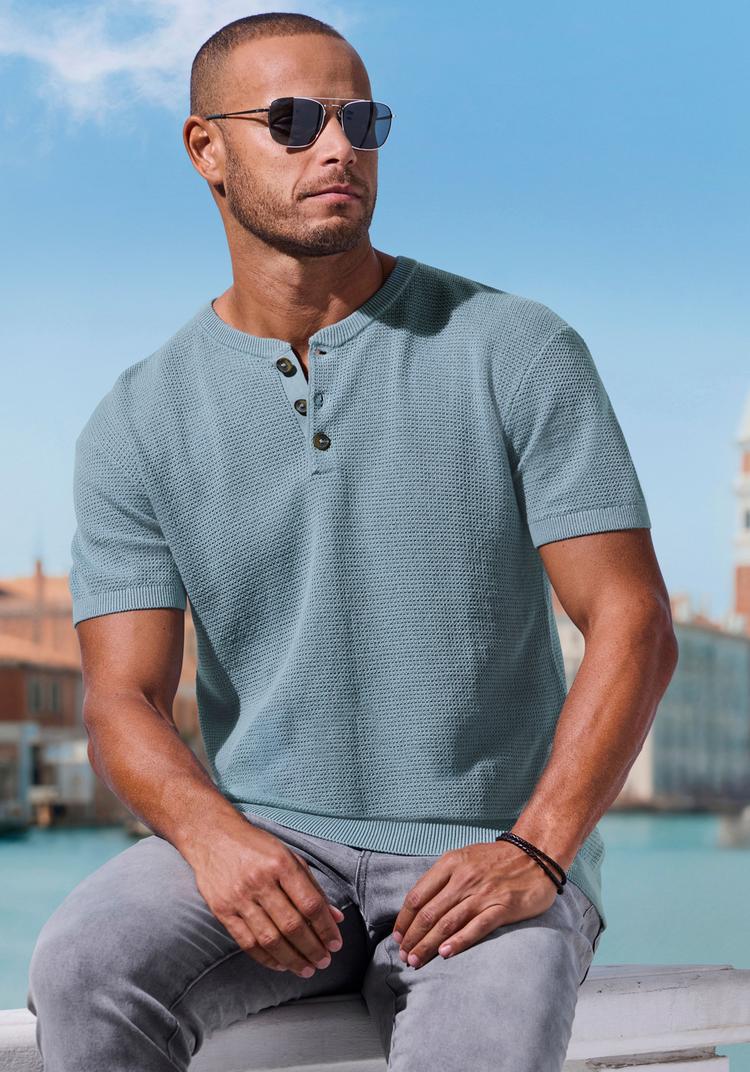 John Devin John Devin Henleyshirt T-Shirt Herren - blau - 0 | SportScheck