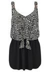 Lascana Badekleid Badeanzug Damen - cream-schwarz bedruckt