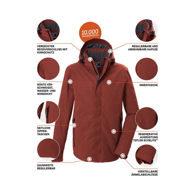 KILLTEC KILLTEC Funktionsjacke mit abzippbarer Kapuze Funktionsjacke Herren - Rot - 3 | SportScheck