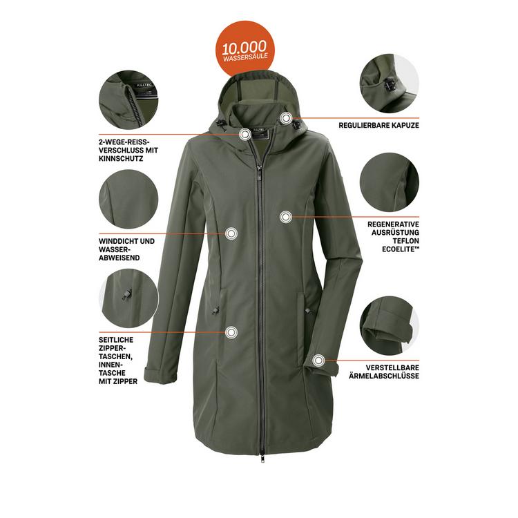 KILLTEC KILLTEC Softshell Parka mit Kapuze Funktionsmantel Damen - Gr&uuml;n2085 - 3 | SportScheck