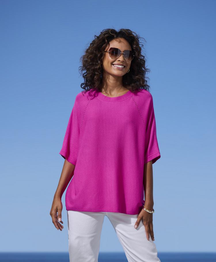 Vivance by Lascana Vivance by Lascana Kurzarmshirt T-Shirt Damen - fuchsia - 2 | SportScheck