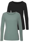 Vivance Langarmshirt Langarmshirt Damen - schwarz, eucalyptus