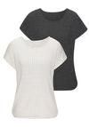Vivance Kurzarmshirt T-Shirt Damen - schwarz - creme