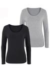 Vivance Langarmshirt Langarmshirt Damen - grau - schwarz