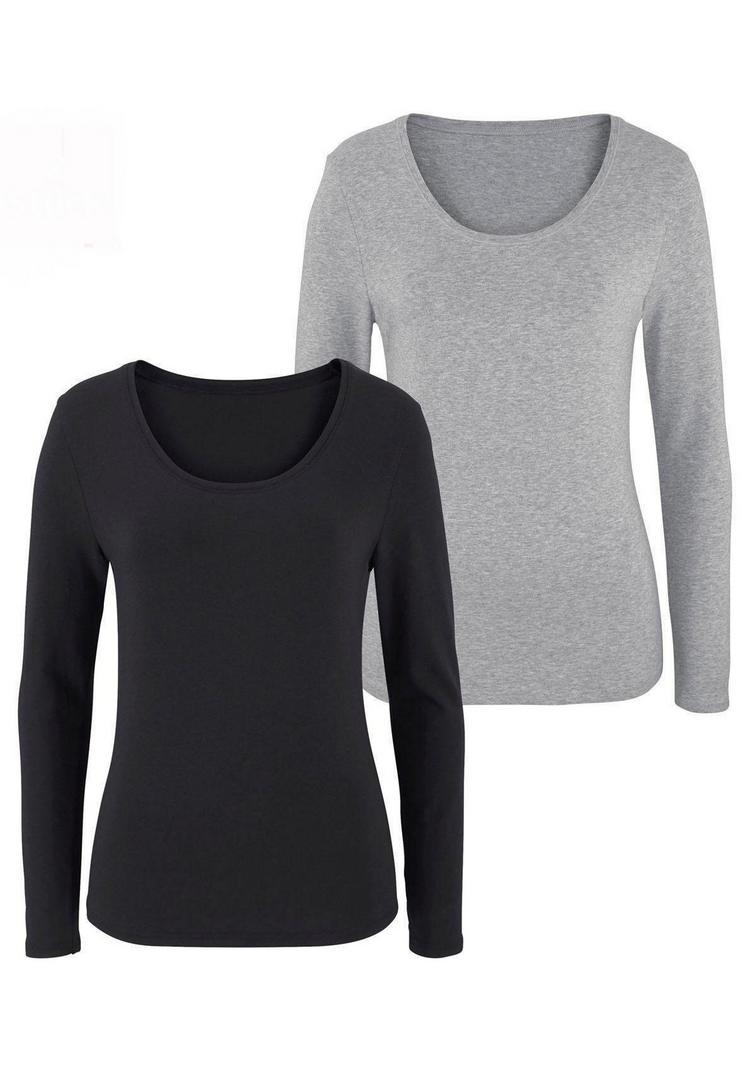 Vivance Vivance Langarmshirt Langarmshirt Damen - grau - schwarz - 0 | SportScheck