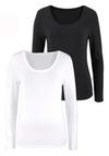 Vivance Langarmshirt Langarmshirt Damen - schwarz - wei&szlig;
