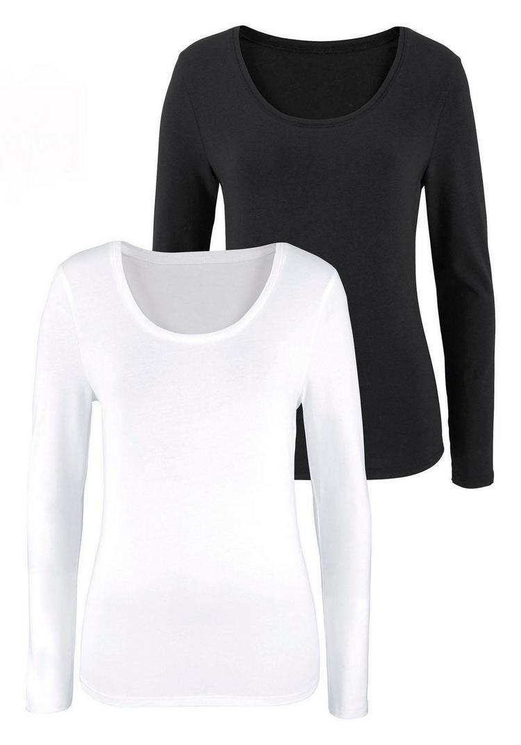 Vivance Vivance Langarmshirt Langarmshirt Damen - schwarz - wei&szlig; - 0 | SportScheck