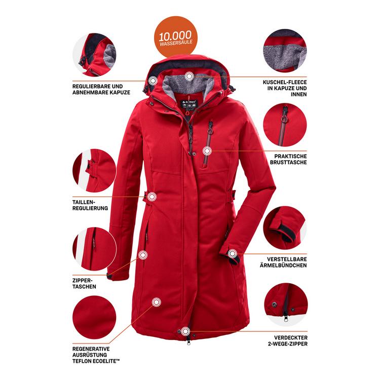 KILLTEC KILLTEC KOW 165 Funktionsmantel Damen - Fire Red - 3 | SportScheck