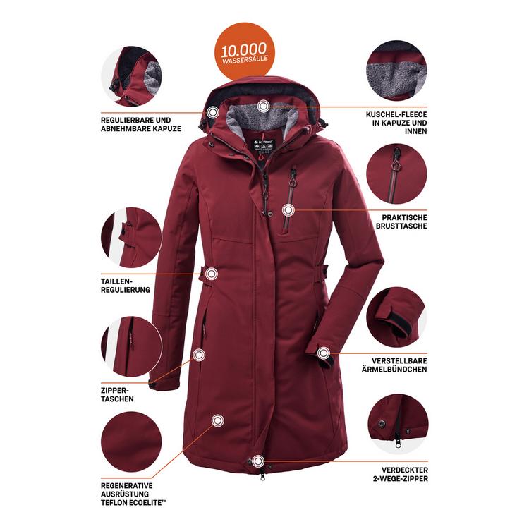 KILLTEC KILLTEC KOW 165 Funktionsmantel Damen - Bordeaux - 8 | SportScheck