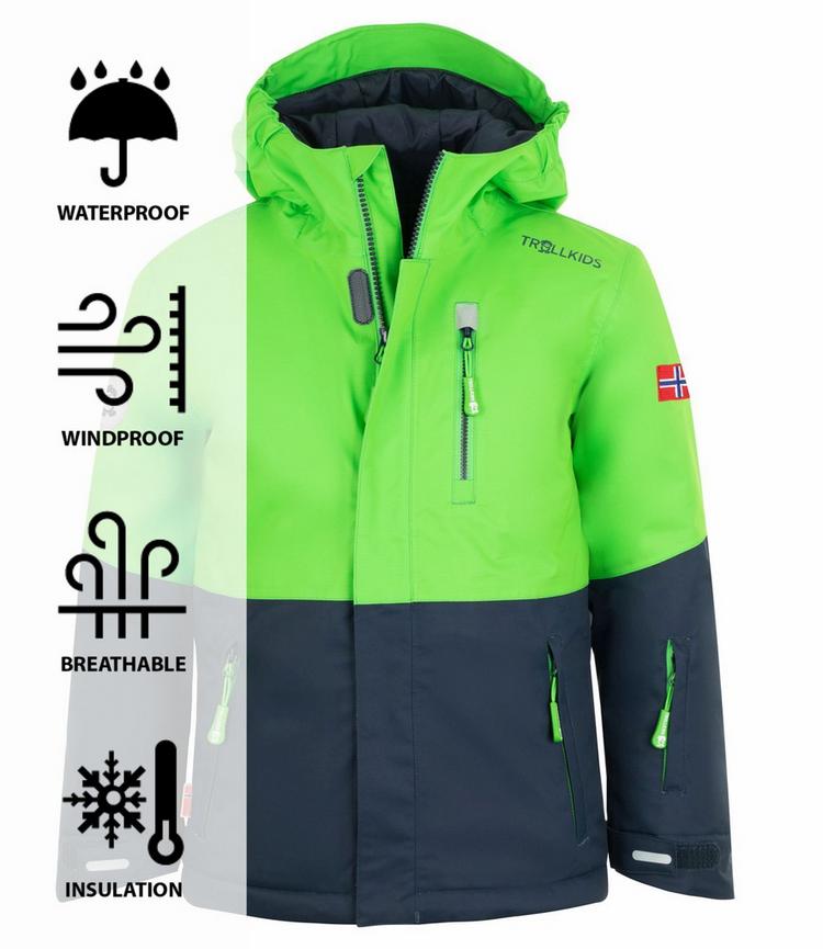 Trollkids Trollkids Hallingdal Funktionsjacke Kinder - bright green-navy - 0 | SportScheck