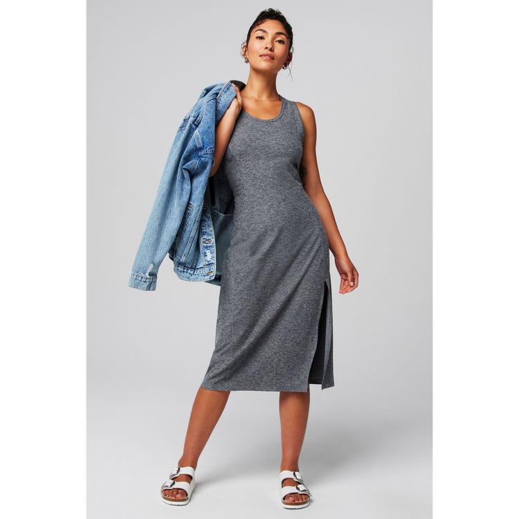 Fabletics Fabletics CLOUD JERSEY MIDI DRESS Jerseykleid Damen - CHARCOAL GREY HEATHER - 2 | SportScheck