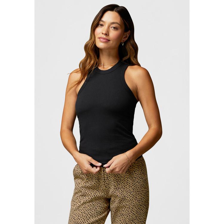 Fabletics Fabletics High Neck Rib Tanktop Tanktop Damen - Black - 0 | SportScheck