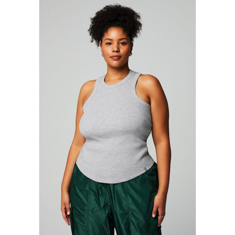 Fabletics Fabletics High Neck Rib Tanktop Tanktop Damen - CLASSIC GREY HEATHER - 0 | SportScheck