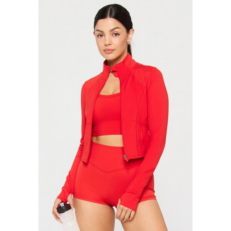 Fabletics Fabletics PERFECT STORM CROPPED TRAIN JACKET Outdoorjacke Damen - HEATED RED - 0 | SportScheck
