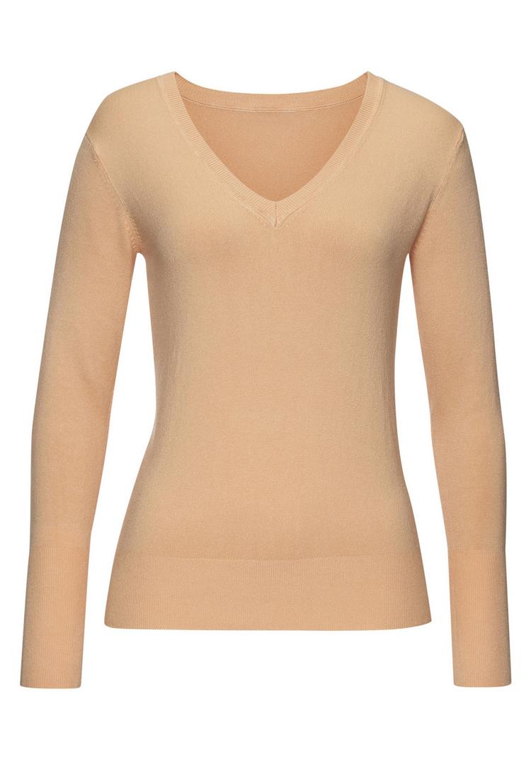 Vivance by Lascana Vivance by Lascana V-Ausschnitt-Pullover Strickpullover Damen - pfirsich - 0 | SportScheck