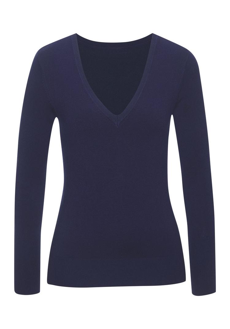Vivance by Lascana Vivance by Lascana V-Ausschnitt-Pullover Strickpullover Damen - marine - 0 | SportScheck