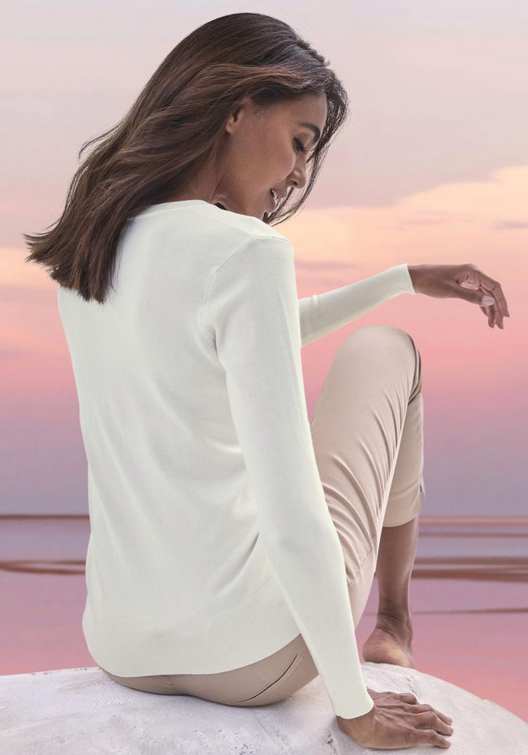 Vivance by Lascana Vivance by Lascana V-Ausschnitt-Pullover Strickpullover Damen - creme - 1 | SportScheck