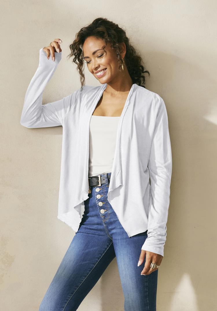 Lascana Lascana Shirtjacke Langarmshirt Damen - wei&szlig; - 0 | SportScheck