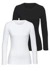 Vivance Langarmshirt Langarmshirt Damen - schwarz - wei&szlig;