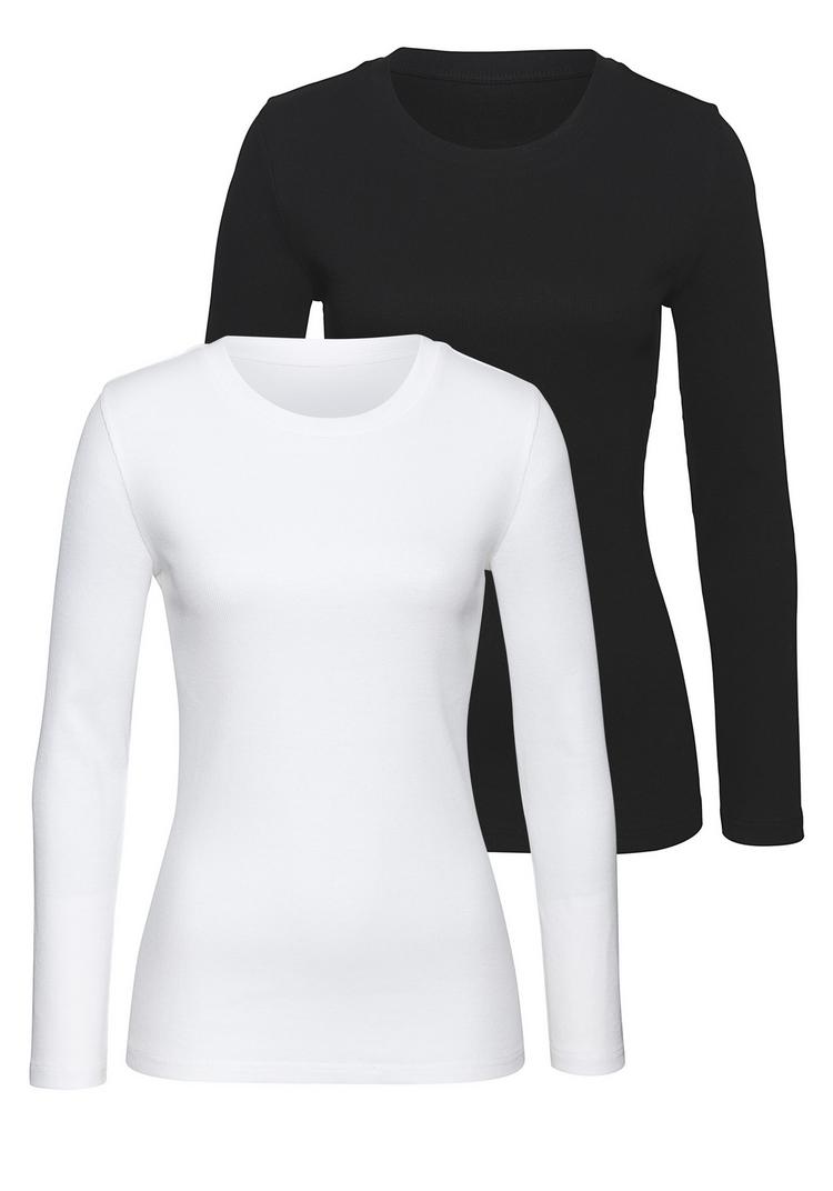 Vivance Vivance Langarmshirt Langarmshirt Damen - schwarz - wei&szlig; - 0 | SportScheck